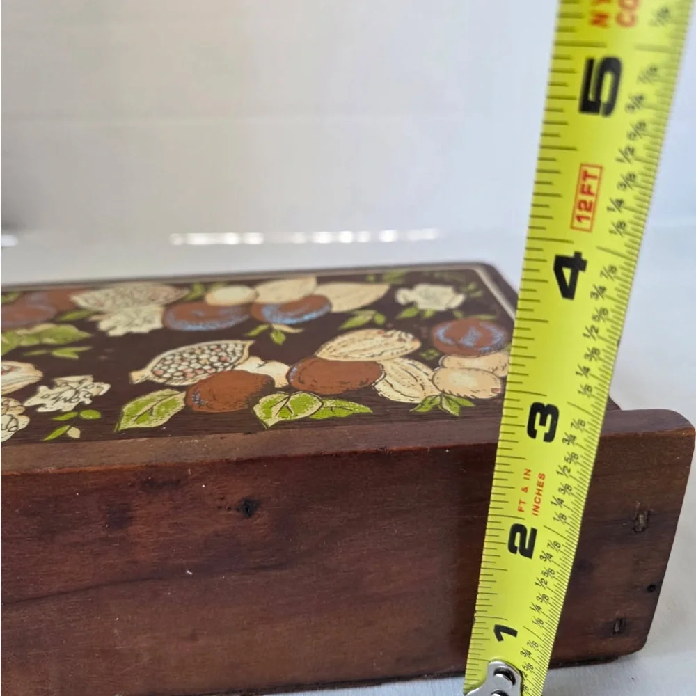 Vintage Wooden Napkin Holder Wall Mount Cottagecore Country Kitchen Floral Fig